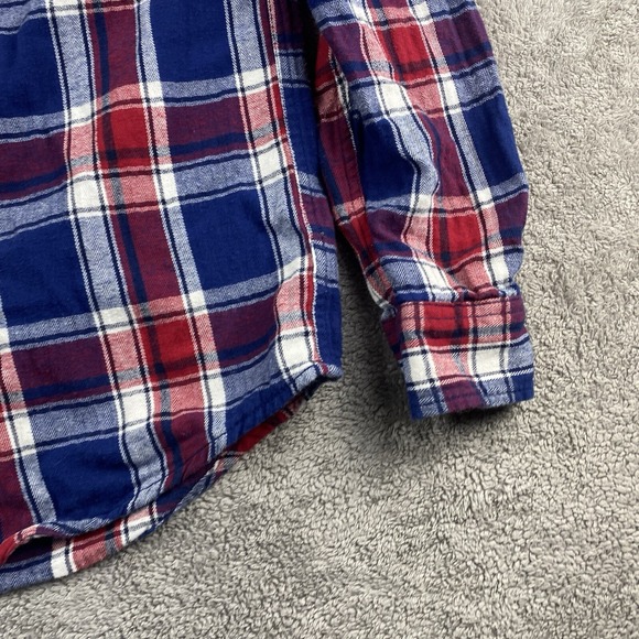 Faded Glory Flannel Mens Size Small Red Blue Plaid Flannel Button Up Shirt A2731 - Picture 2 of 15